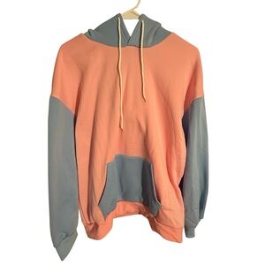 Colorblock Hoodie in Light Pink and Blue